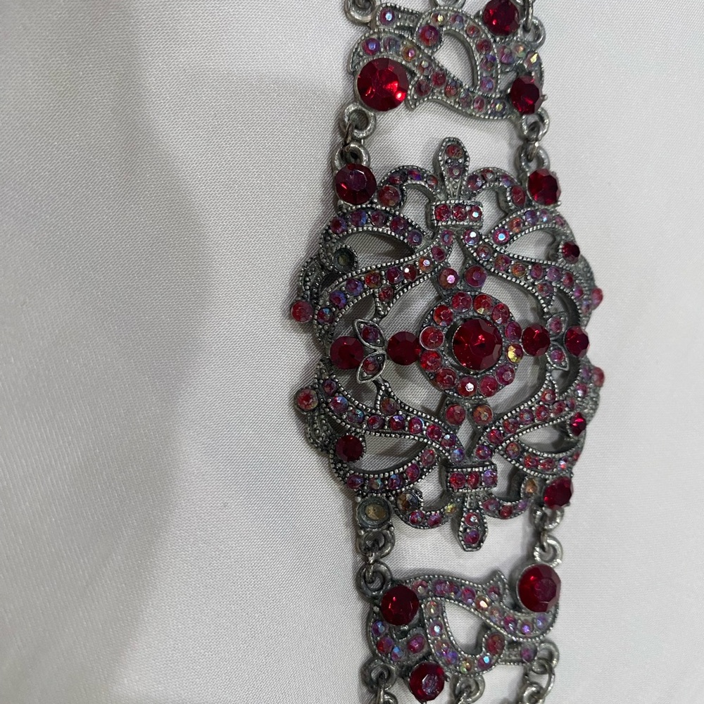 Elegant Silver and Red Women's Bracelet
